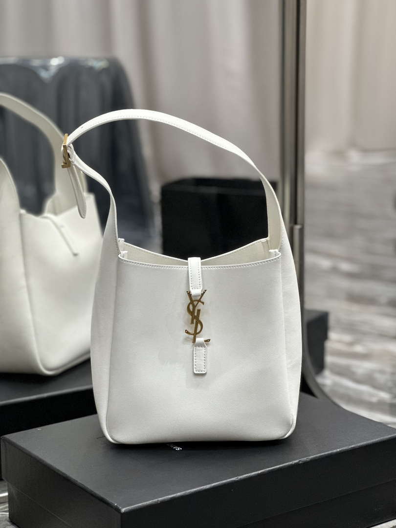 YSL 713938 LE 5 A 7 Supple Small In Grained Leather White - Default Title - View 1