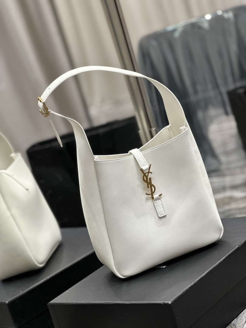 YSL 713938 LE 5 A 7 Supple Small In Grained Leather White