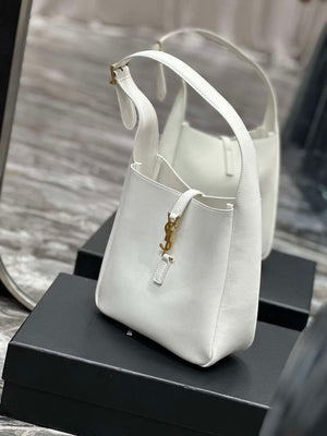 YSL 713938 LE 5 A 7 Supple Small In Grained Leather White - Default Title - View 3