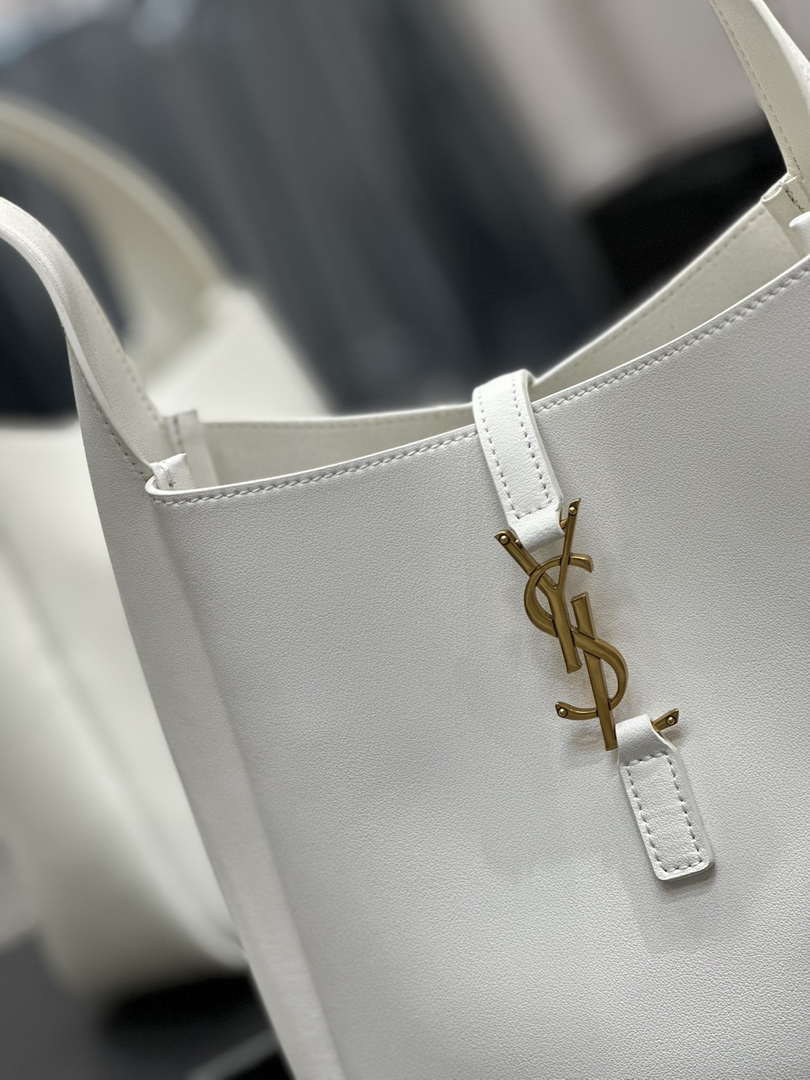 YSL 713938 LE 5 A 7 Supple Small In Grained Leather White - Default Title - View 4