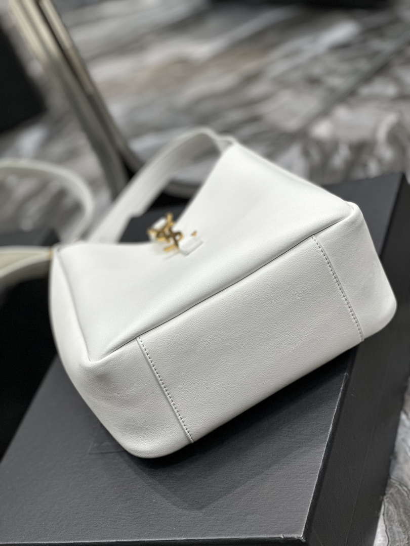 YSL 713938 LE 5 A 7 Supple Small In Grained Leather White - Default Title - View 7