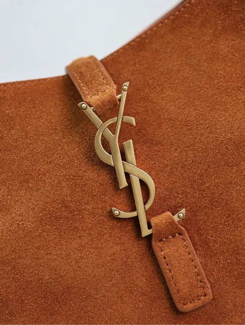 YSL 713938 LE 5 A 7 Supple Small In Suede Brown Shearing?