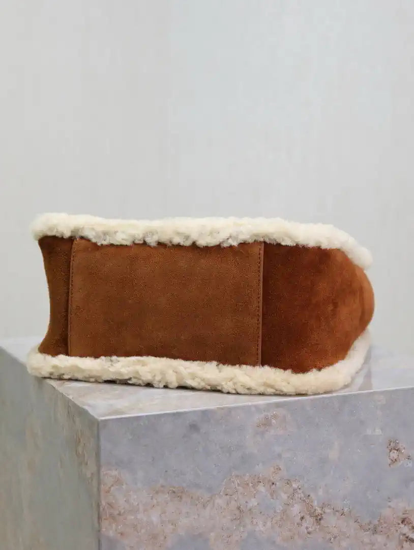 YSL 713938 LE 5 A 7 Supple Small In Suede Brown Shearing?