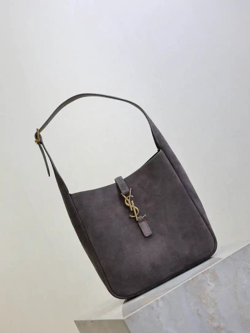 YSL 713938 LE 5 A 7 Supple Small In Suede Gray