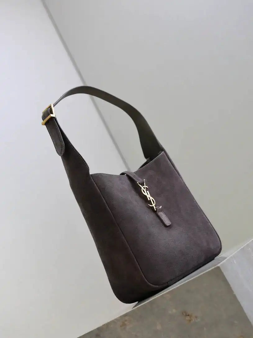 YSL 713938 LE 5 A 7 Supple Small In Suede Gray