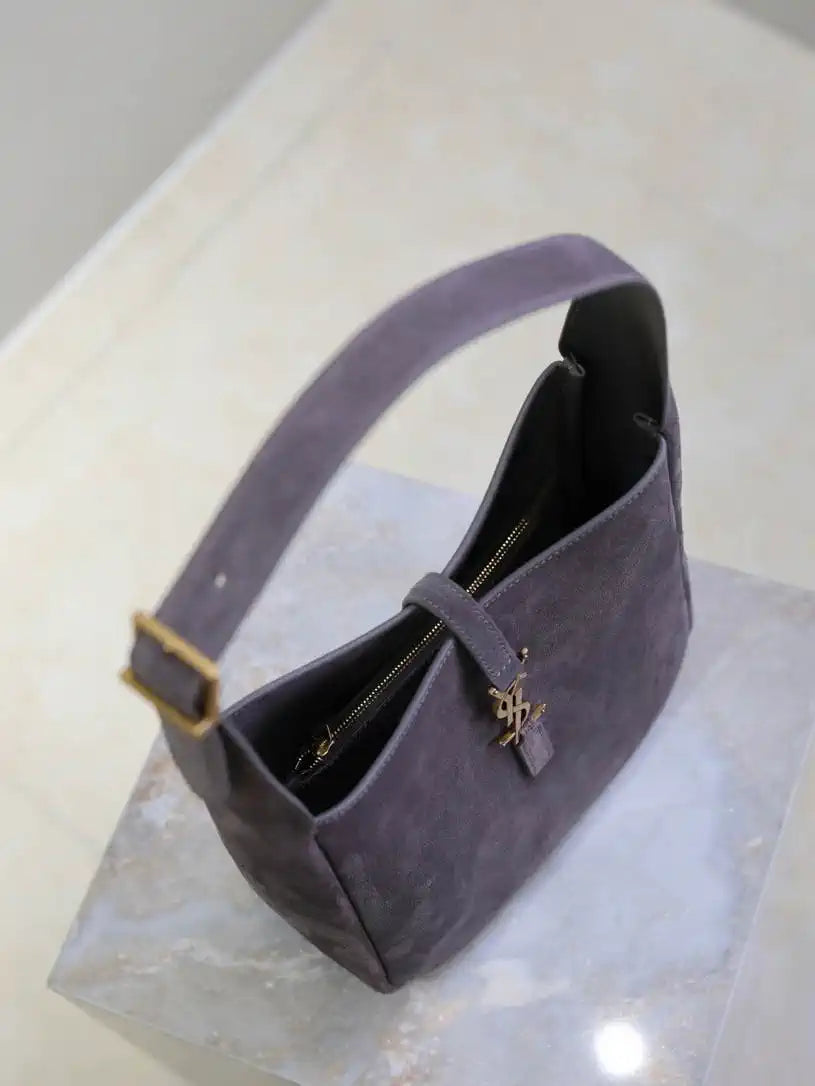 YSL 713938 LE 5 A 7 Supple Small In Suede Gray