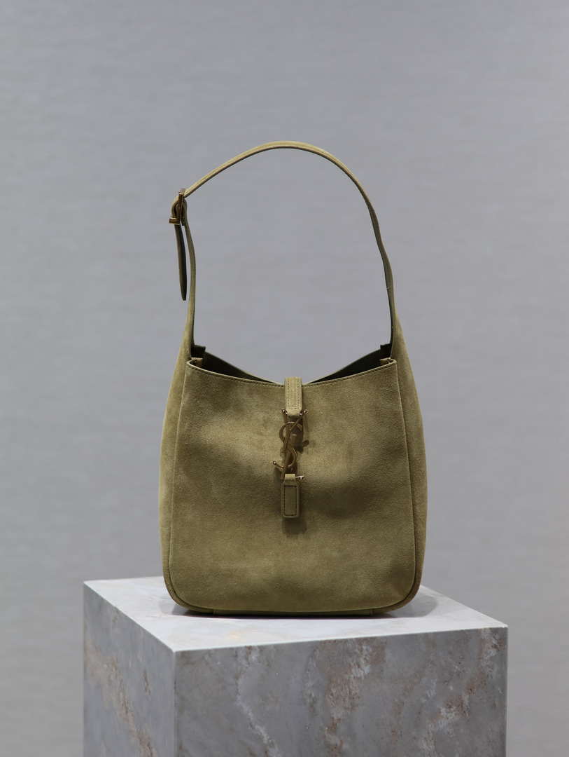 YSL 713938 LE 5 A 7 Supple Small In Suede Green - Default Title - View 9