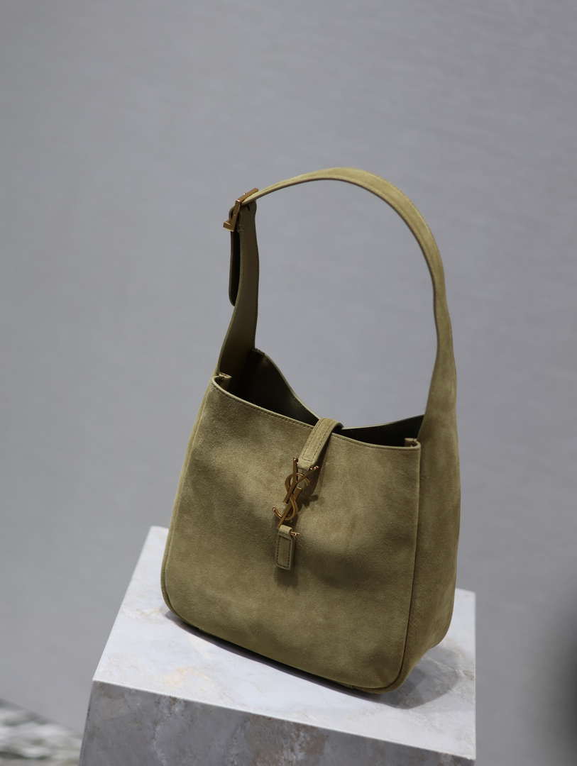 YSL 713938 LE 5 A 7 Supple Small In Suede Green