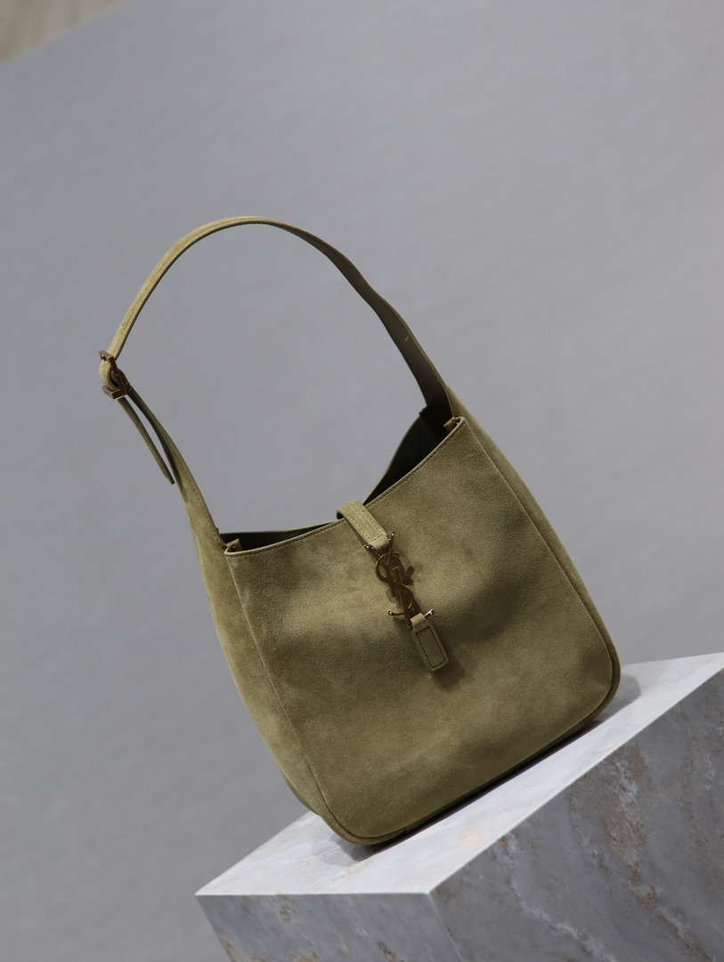 YSL 713938 LE 5 A 7 Supple Small In Suede Green