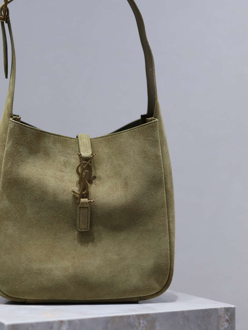 YSL 713938 LE 5 A 7 Supple Small In Suede Green
