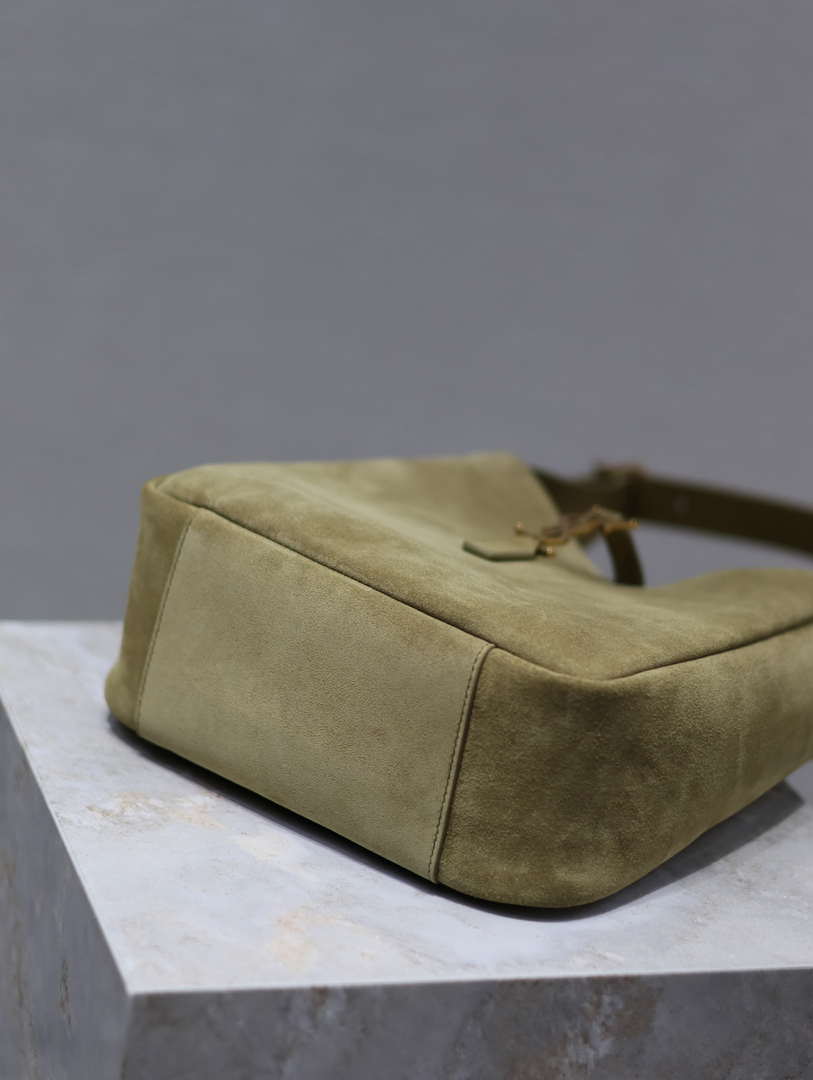YSL 713938 LE 5 A 7 Supple Small In Suede Green