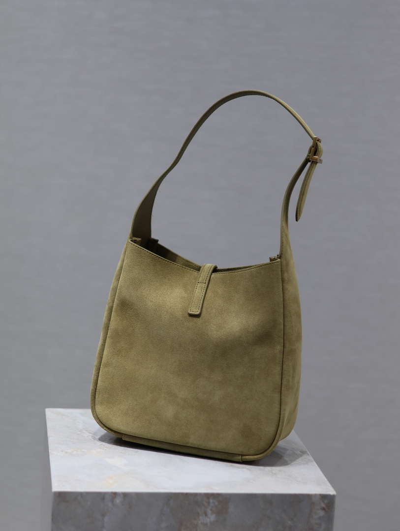YSL 713938 LE 5 A 7 Supple Small In Suede Green - Default Title - View 1