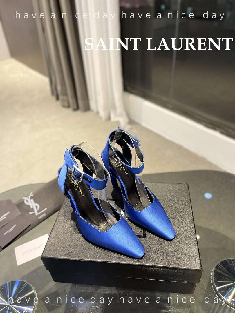 YSL 7176081 Fanny Slingback Pumps In Crepe Satin Y67320 - US 4=Euro 35 - View 1