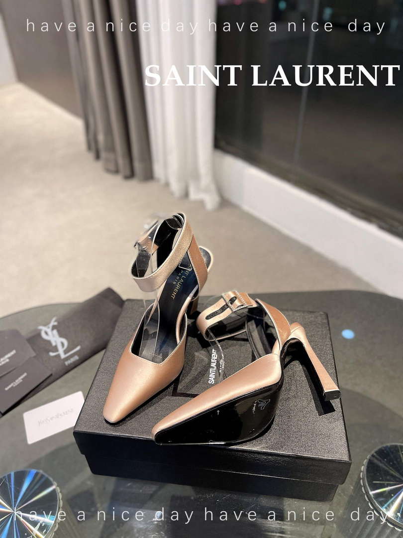 YSL 7176081 Fanny Slingback Pumps In Crepe Satin Y67321