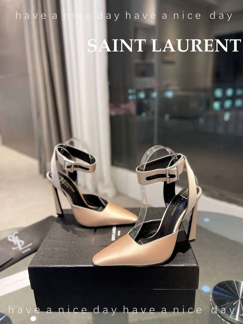 YSL 7176081 Fanny Slingback Pumps In Crepe Satin Y67321
