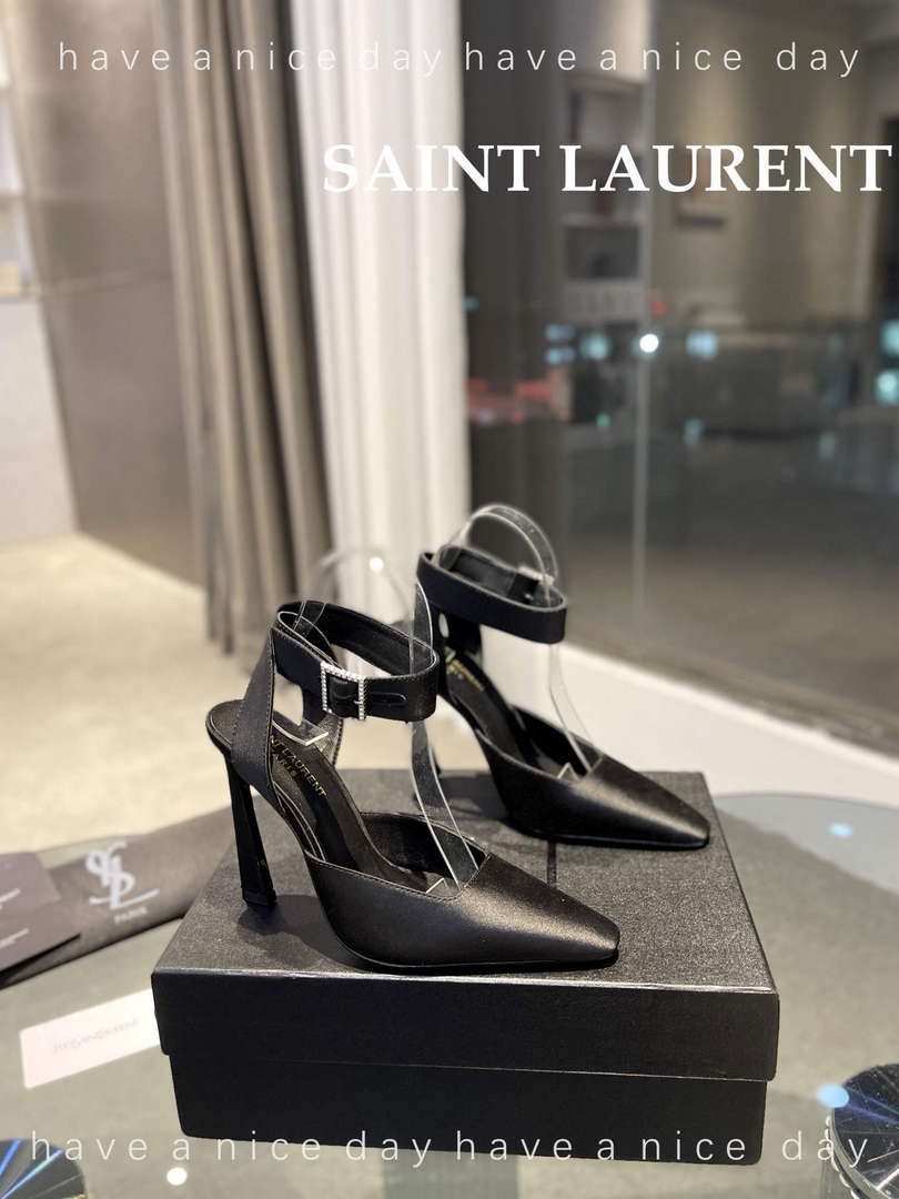 YSL 7176081 Fanny Slingback Pumps In Crepe Satin Y67322