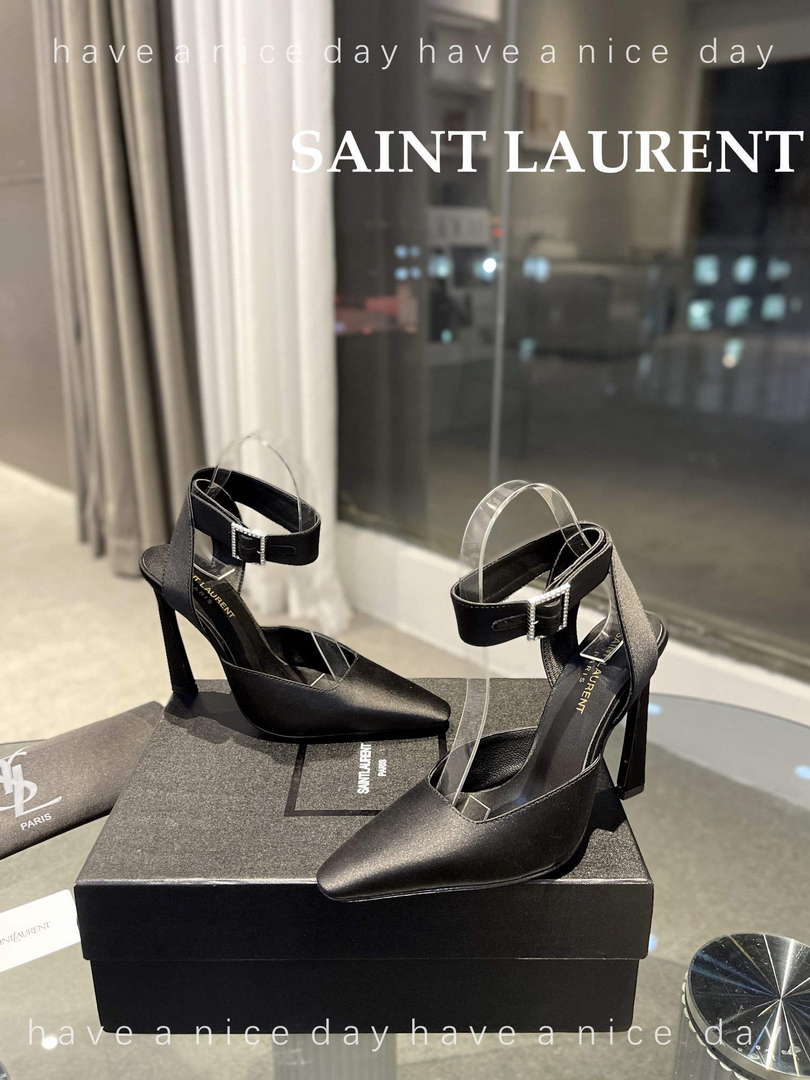 YSL 7176081 Fanny Slingback Pumps In Crepe Satin Y67322