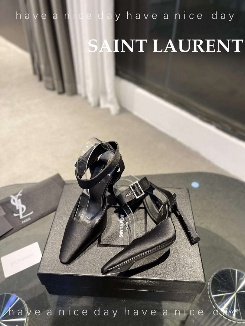 YSL 7176081 Fanny Slingback Pumps In Crepe Satin Y67322