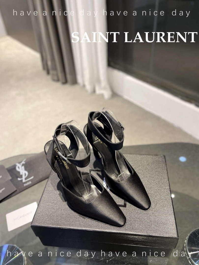 YSL 7176081 Fanny Slingback Pumps In Crepe Satin Y67322
