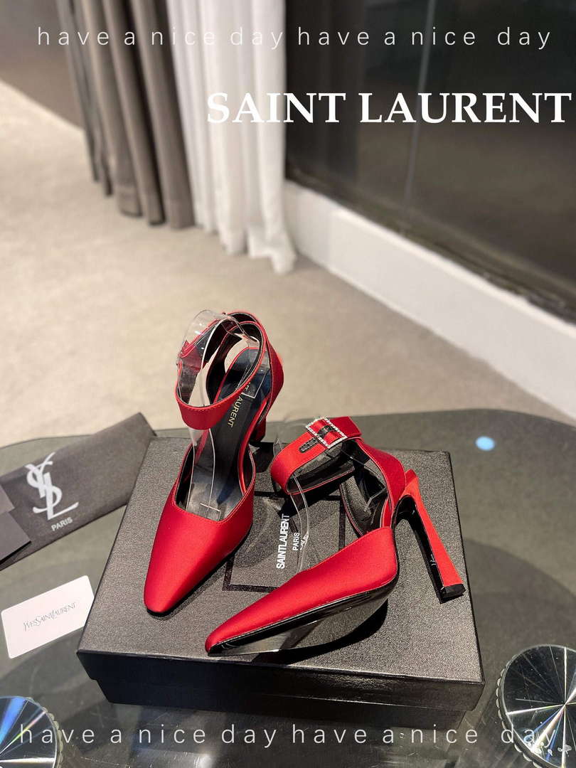 YSL 7176081 Fanny Slingback Pumps In Crepe Satin Y67323