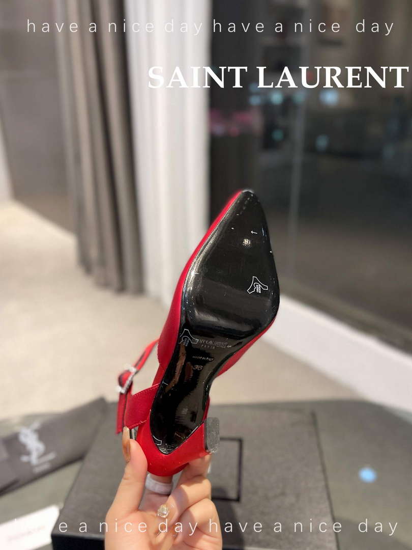 YSL 7176081 Fanny Slingback Pumps In Crepe Satin Y67323