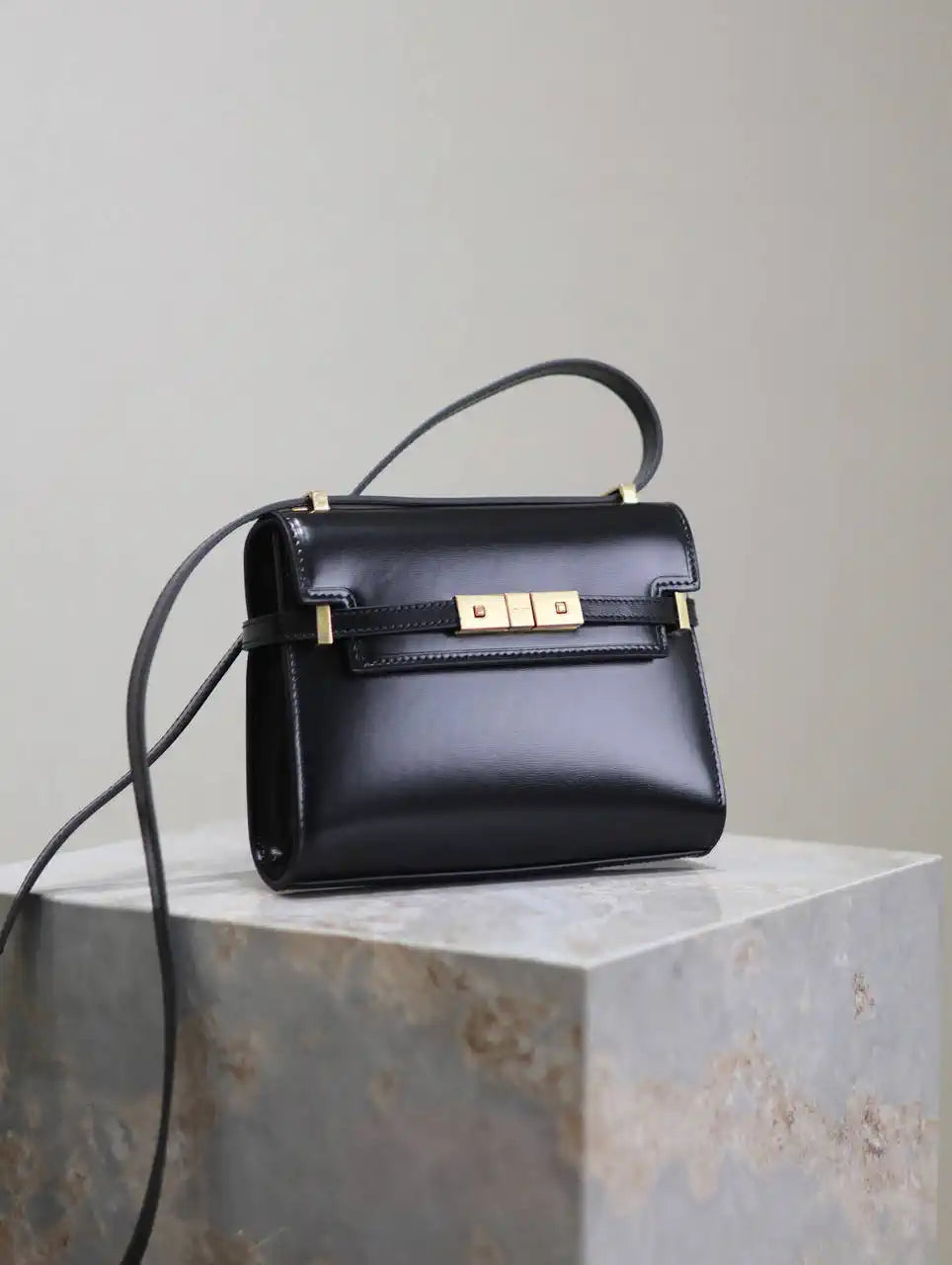 YSL 727766 MINI MANHATTAN IN box Saint Laurent Black