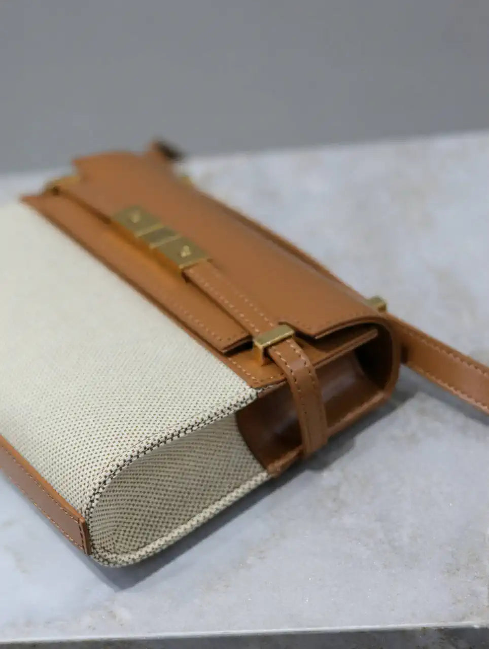 YSL 727766 MINI MANHATTAN IN box Saint Laurent Brown &Canvas
