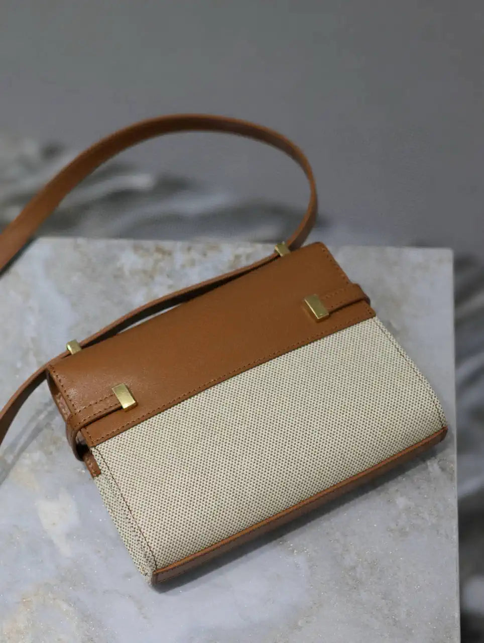 YSL 727766 MINI MANHATTAN IN box Saint Laurent Brown &Canvas
