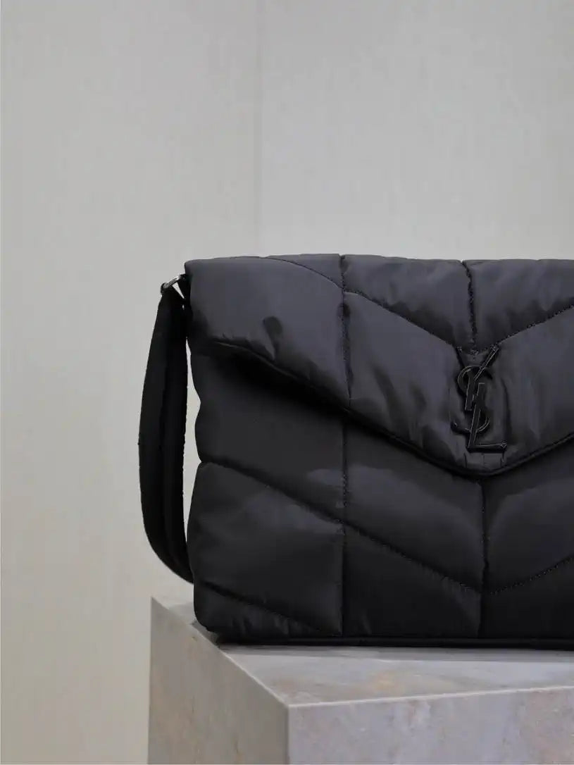 YSL 733630 Loulou puffer nylon Black Shoulder Bag
