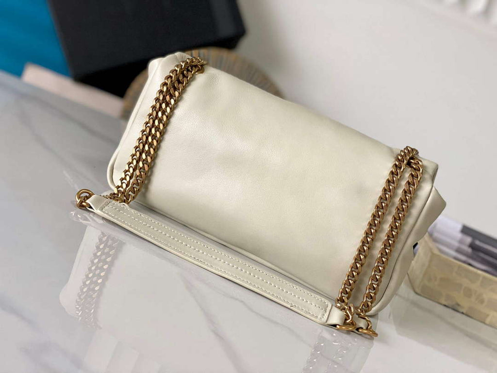 YSL 734153 Calypso In Lambskin Chain Bag White