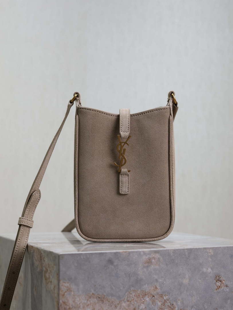 YSL 735214 LE 5A7 Supple Mini In Suede Gray - Default Title - View 1