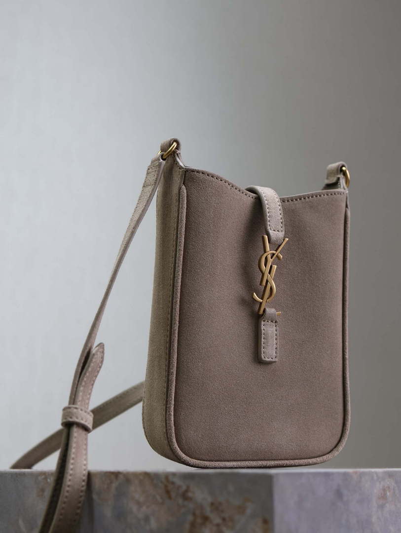 YSL 735214 LE 5A7 Supple Mini In Suede Gray - Default Title - View 3
