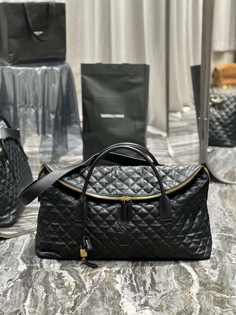 YSL 736009 Es Giant Travel Bag In Quilted Leather Maxi Supple Bag Gold - Default Title - View 1