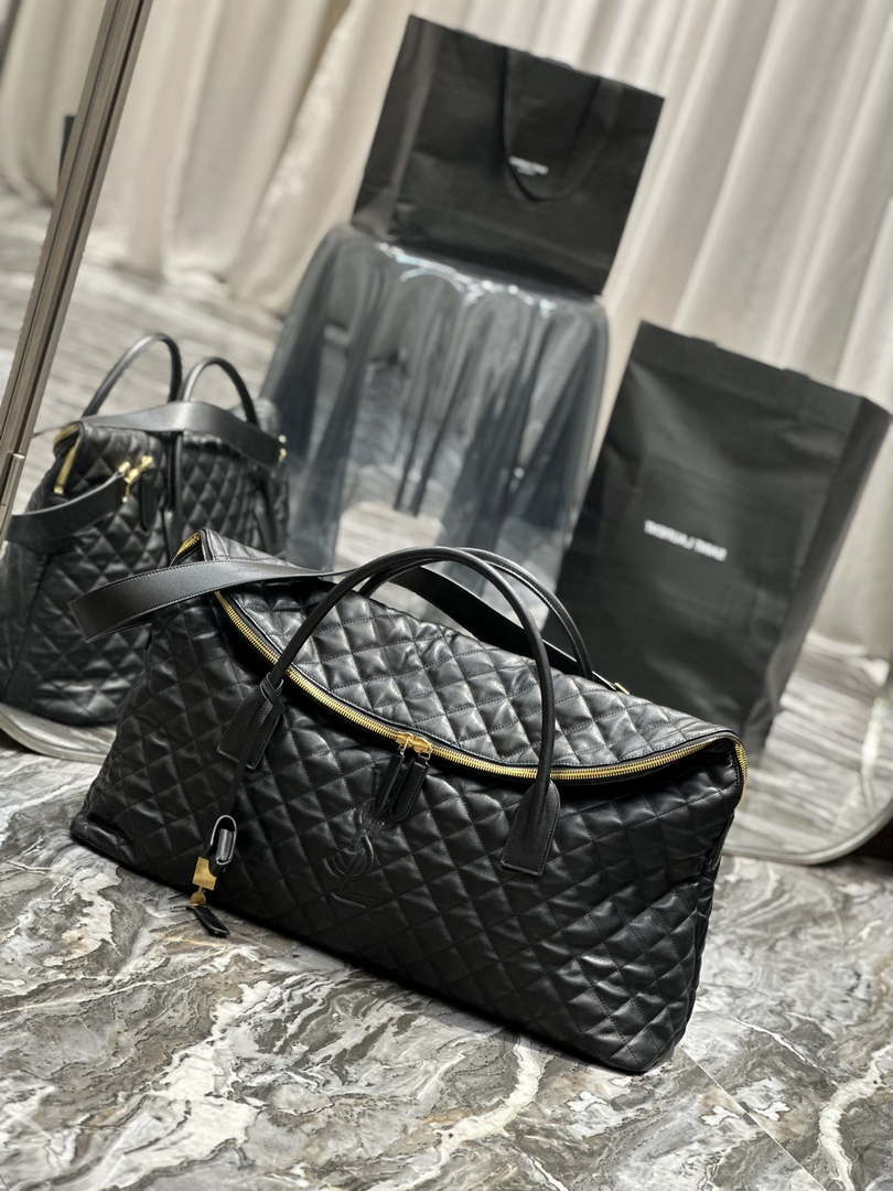 YSL 736009 Es Giant Travel Bag In Quilted Leather Maxi Supple Bag Gold