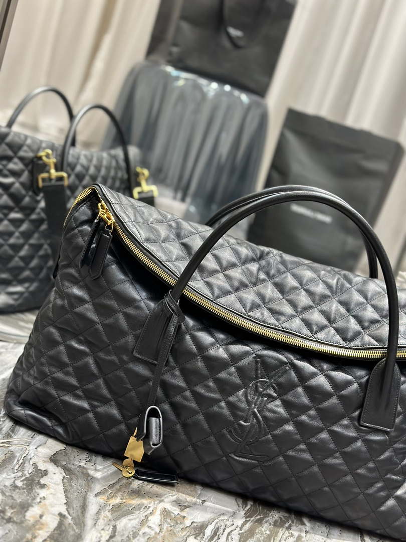 YSL 736009 Es Giant Travel Bag In Quilted Leather Maxi Supple Bag Gold - Default Title - View 3