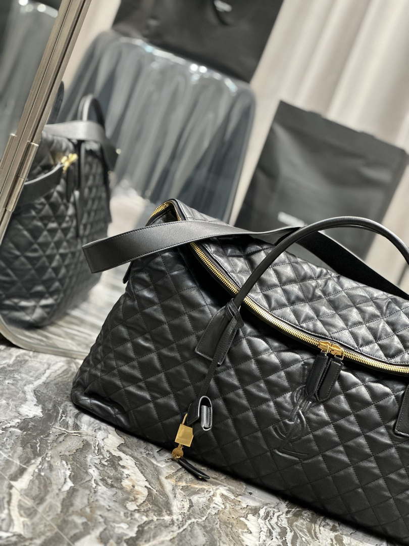 YSL 736009 Es Giant Travel Bag In Quilted Leather Maxi Supple Bag Gold