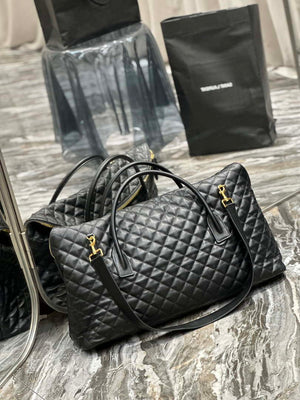 YSL 736009 Es Giant Travel Bag In Quilted Leather Maxi Supple Bag Gold - Default Title - View 8