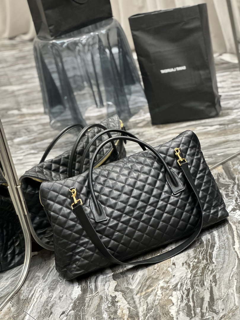 YSL 736009 Es Giant Travel Bag In Quilted Leather Maxi Supple Bag Gold - Default Title - View 8