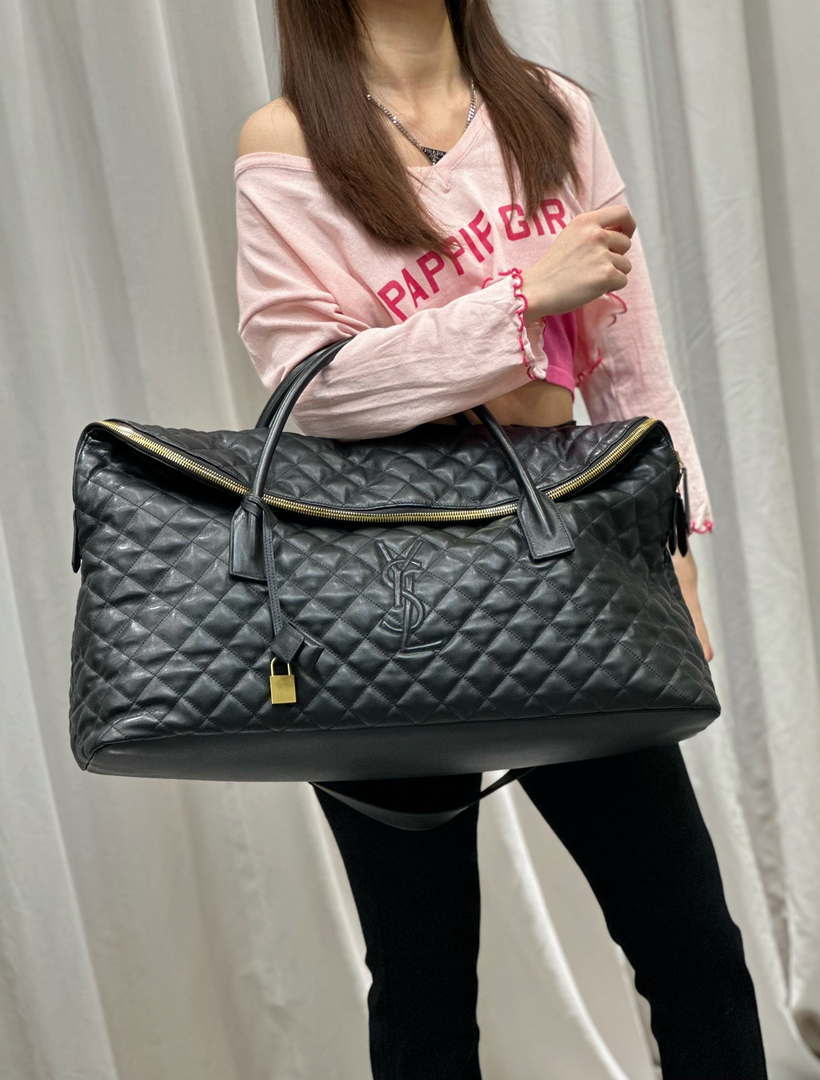 YSL 736009 Es Giant Travel Bag In Quilted Leather Maxi Supple Bag Gold