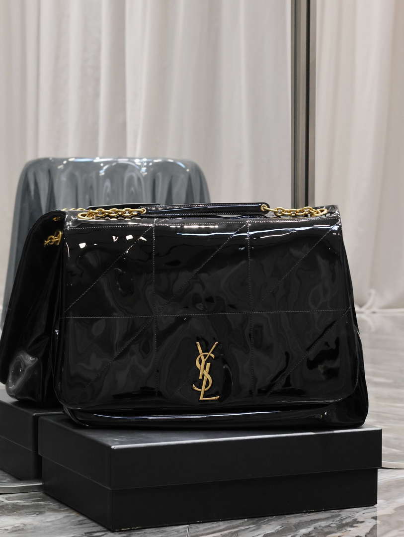 YSL 742431 JAMIE 4.3 In Patent leather Bag Black