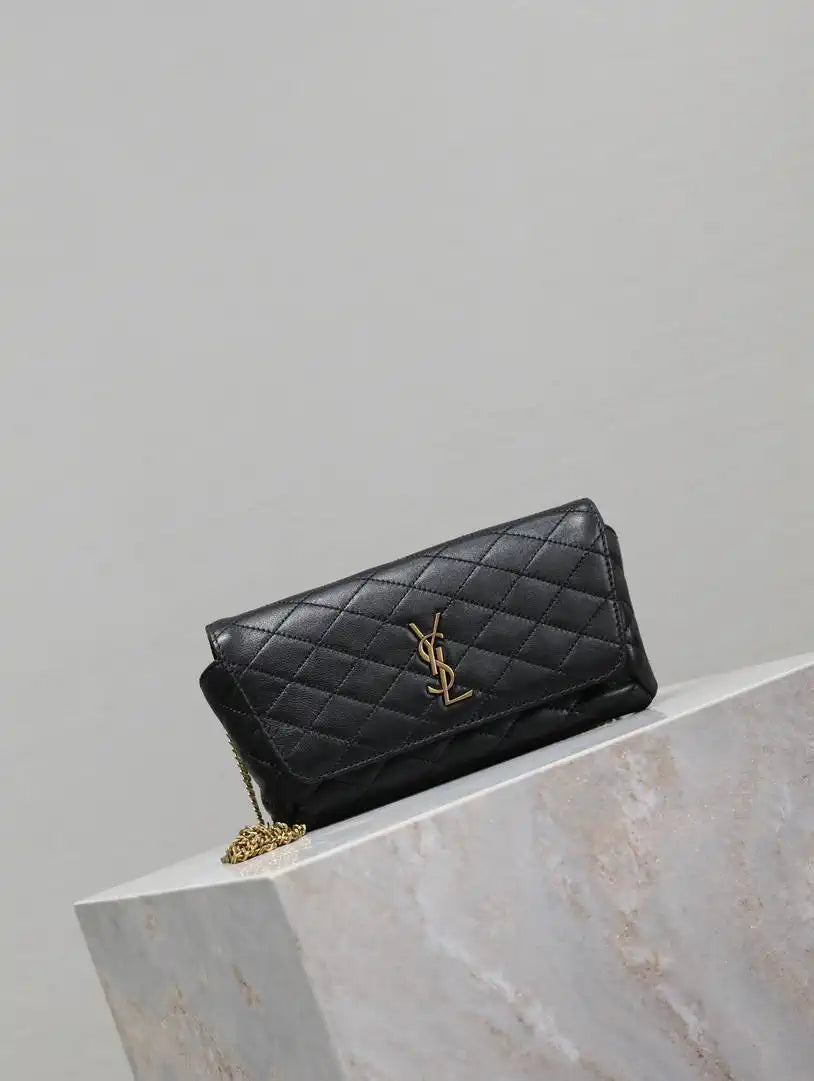 YSL 742579 GABY Chain bag in lambskin Black