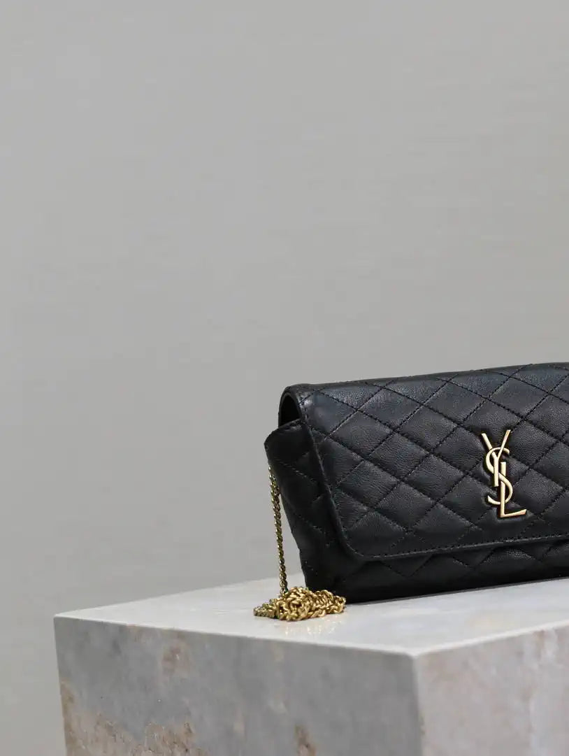 YSL 742579 GABY Chain bag in lambskin Black