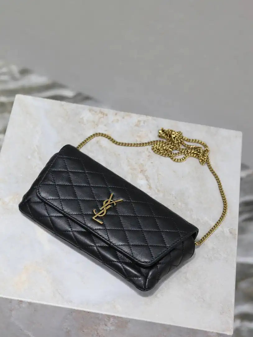 YSL 742579 GABY Chain bag in lambskin Black