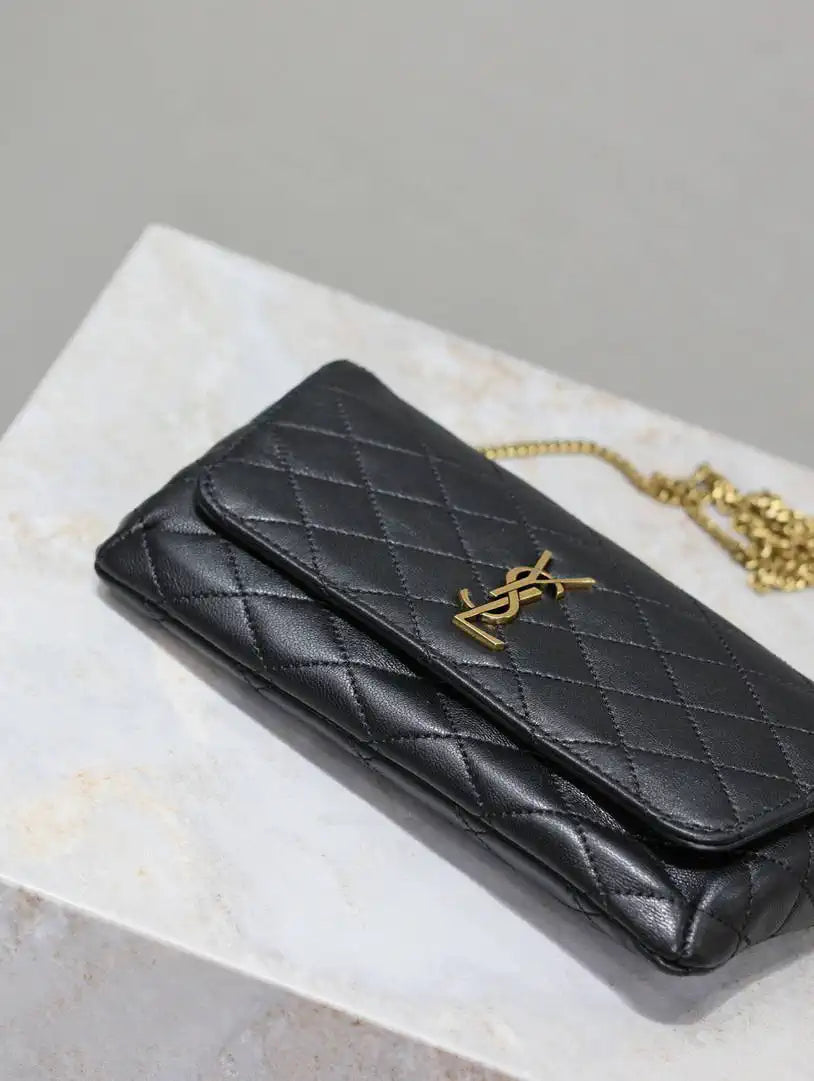 YSL 742579 GABY Chain bag in lambskin Black