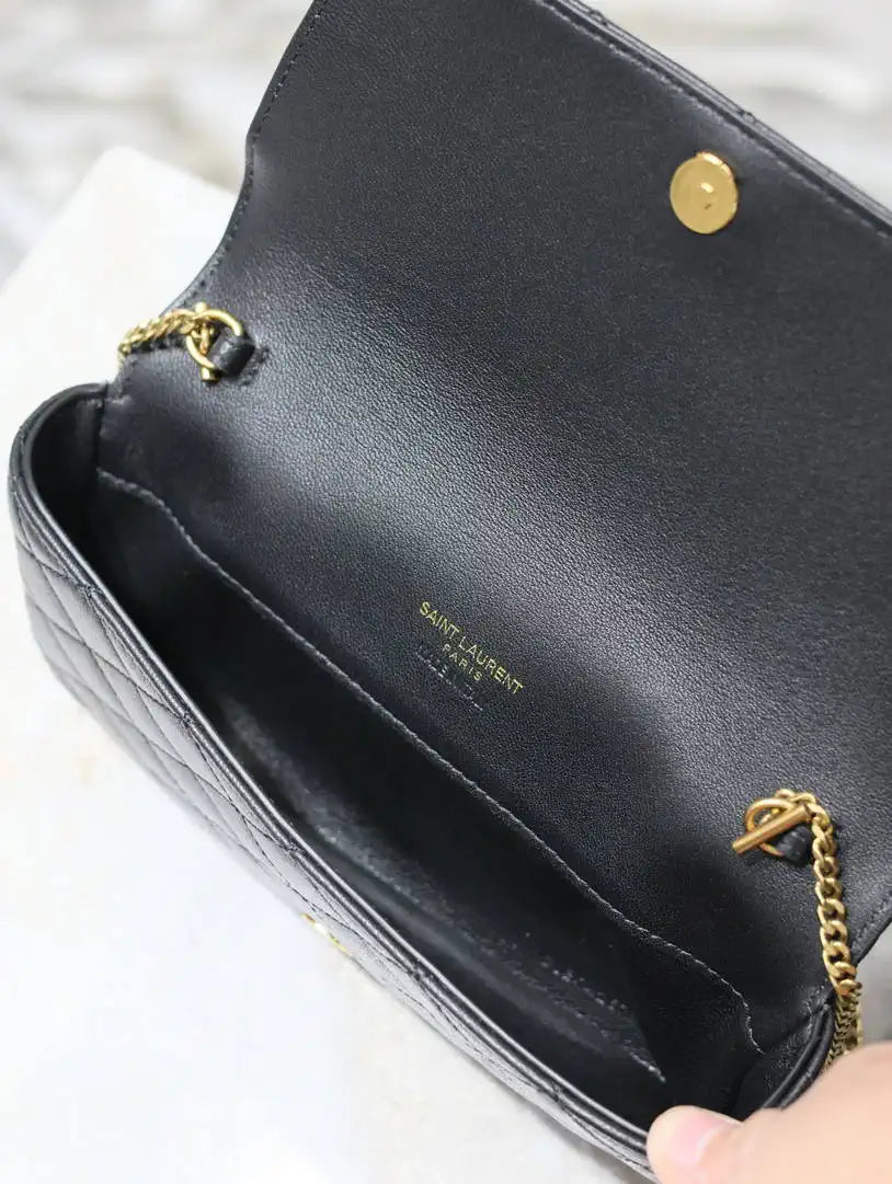 YSL 742579 GABY Chain bag in lambskin Black