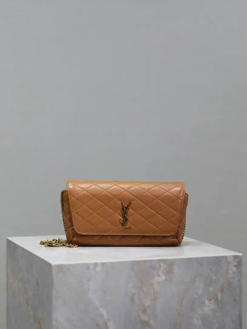 YSL 742579 GABY Chain bag in lambskin Brown