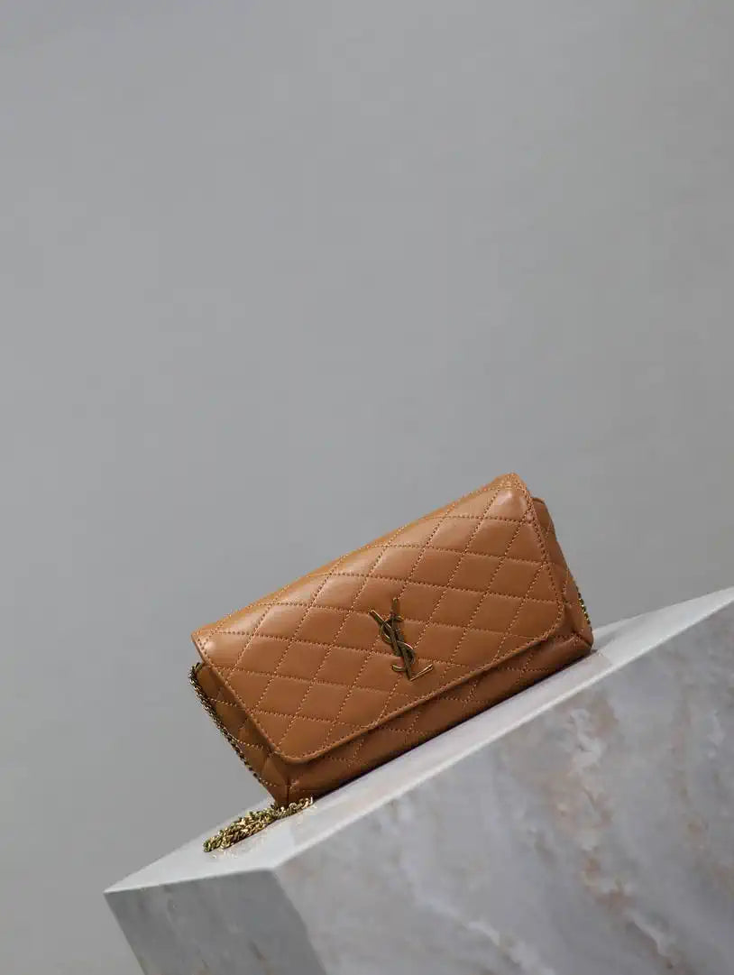 YSL 742579 GABY Chain bag in lambskin Brown