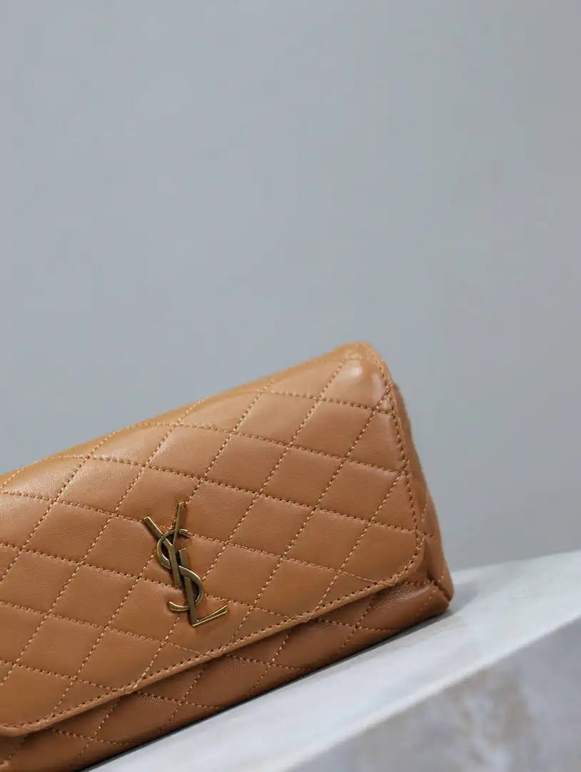 YSL 742579 GABY Chain bag in lambskin Brown
