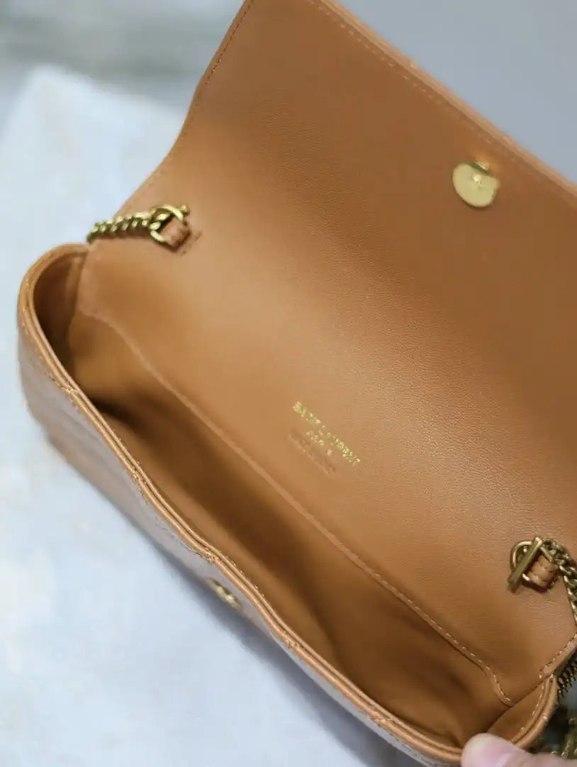 YSL 742579 GABY Chain bag in lambskin Brown