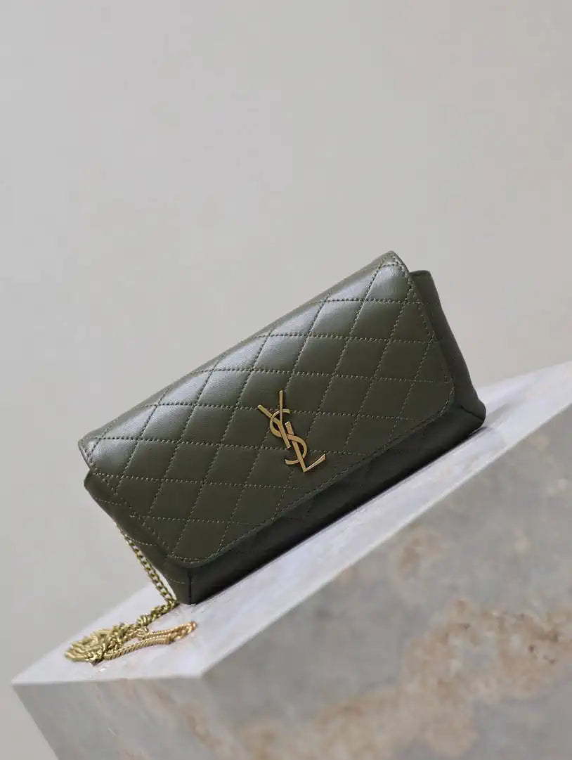 YSL 742579 GABY Chain bag in lambskin Light Green
